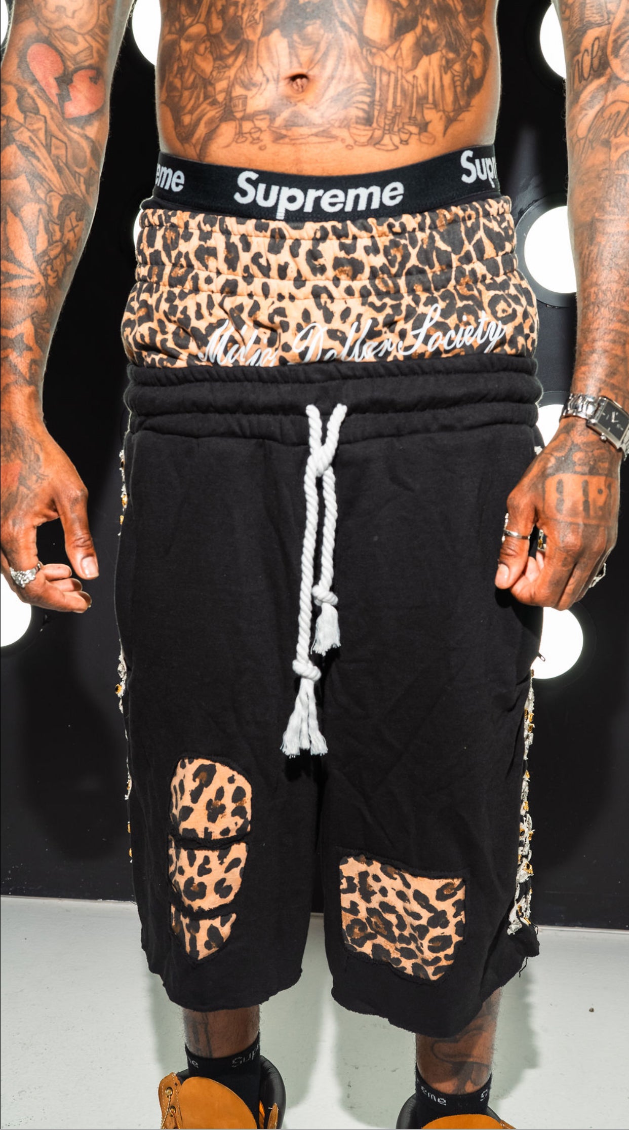 M.D.$ cheetah print (double stack shorts)