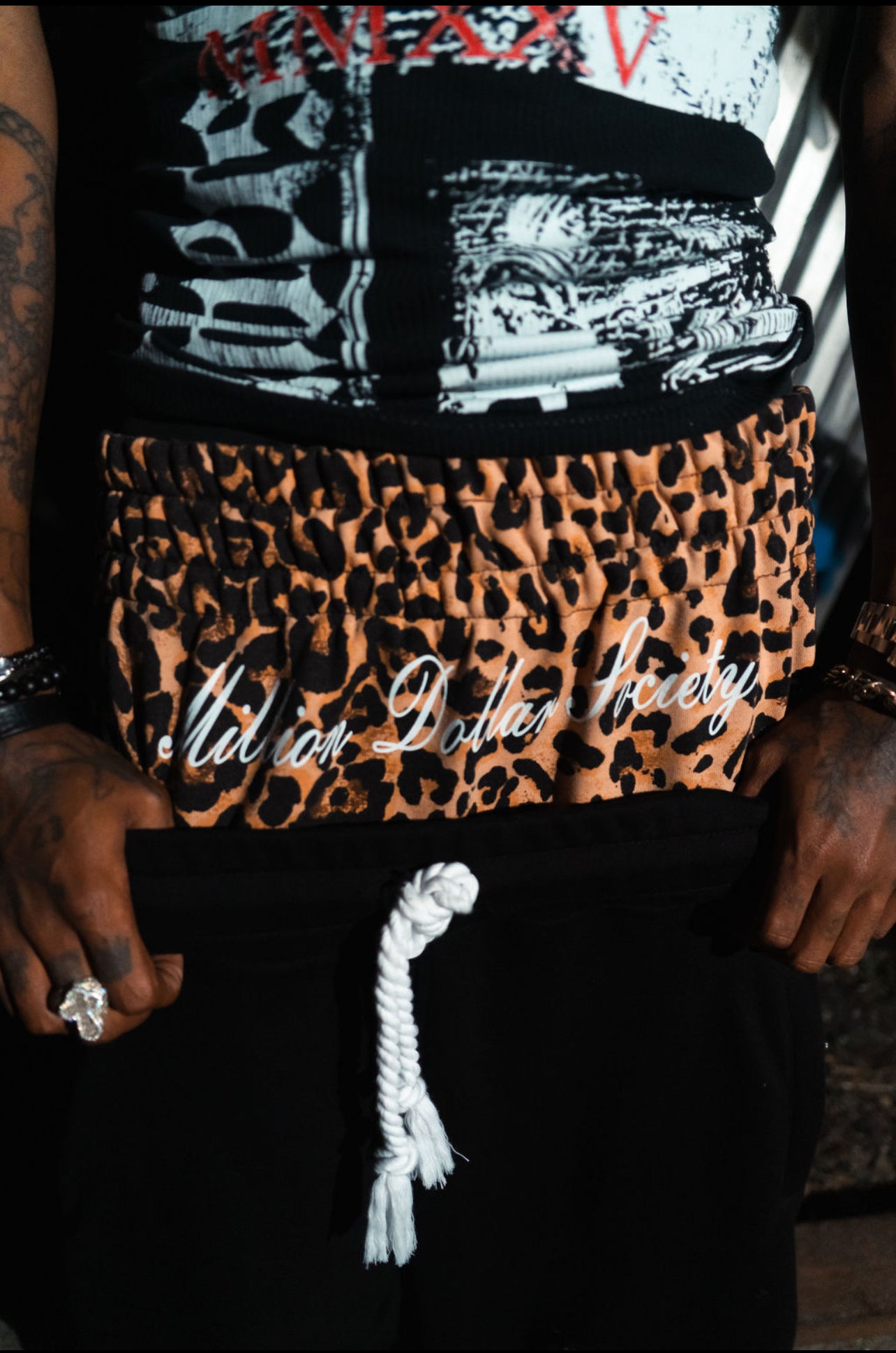 M.D.$ cheetah print (double stack shorts)